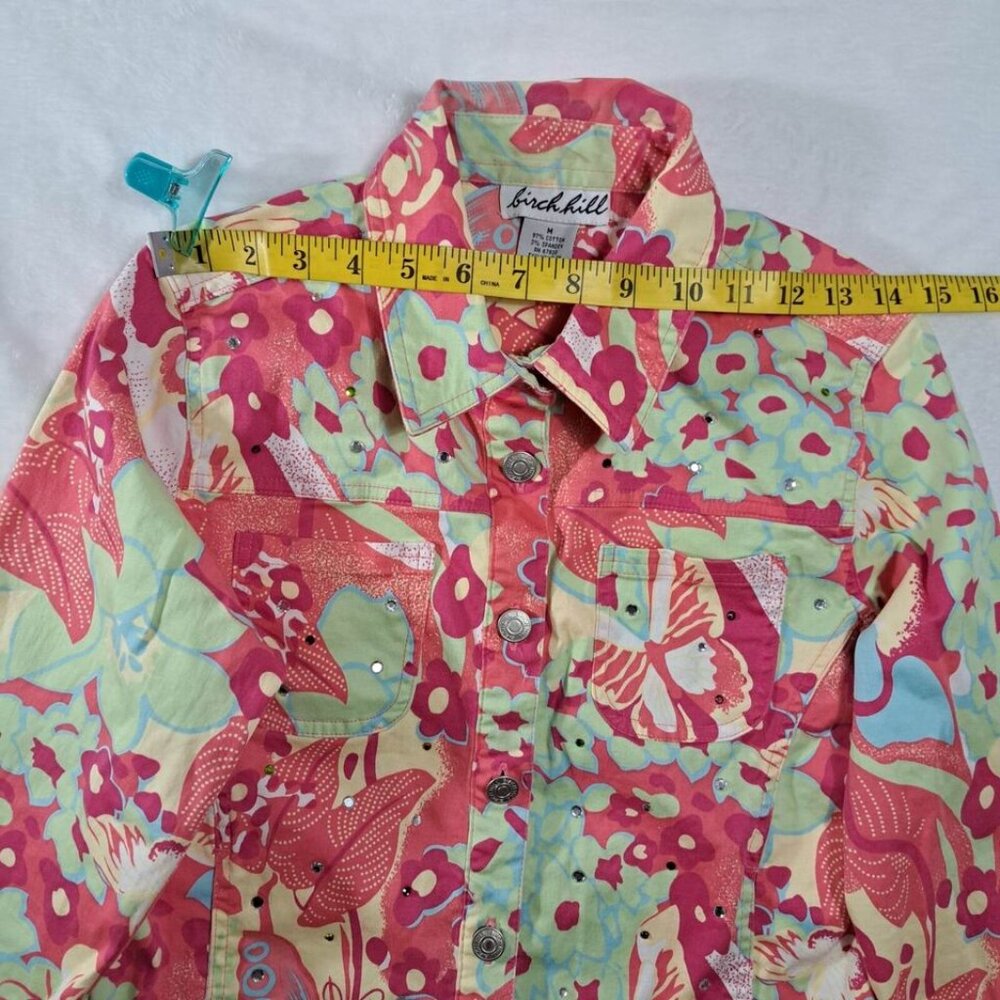 Birch Hill Casual Women's Jewel Jacket Size Medium‎ Pink Multicolor - Picture 8 of 11